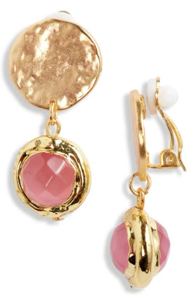 Karine Sultan Crystal Clip-on Drop Earrings In Gold