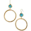 Karine Sultan Crystal Drop Hoop Earrings In Gold