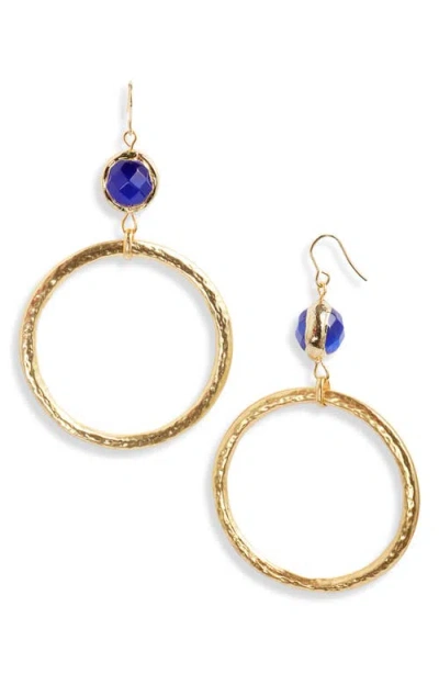 Karine Sultan Crystal Drop Hoop Earrings In Gold