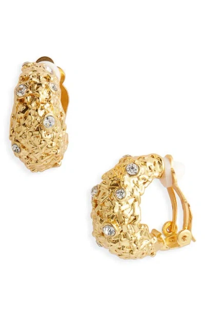 Karine Sultan Crystal Nest Clip-on Hoop Earrings In Gold