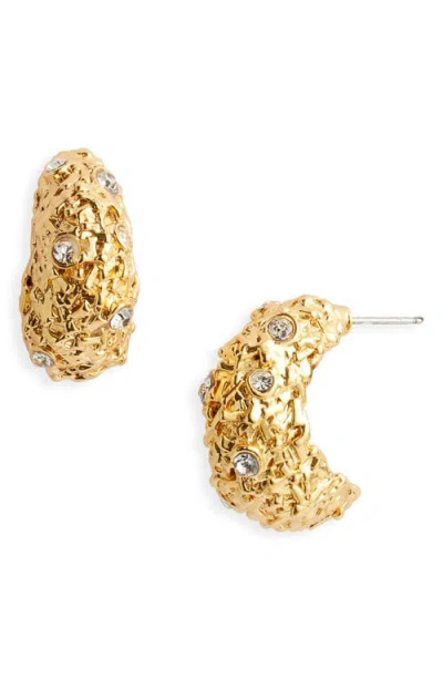 Karine Sultan Crystal Nest Hoop Earrings In Gold