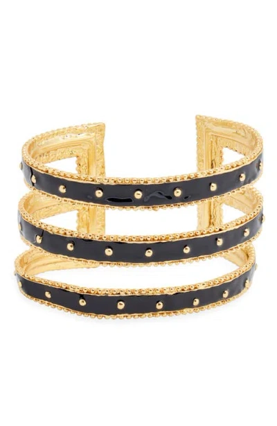 Karine Sultan Dots & Lines Cuff Bracelet In Black
