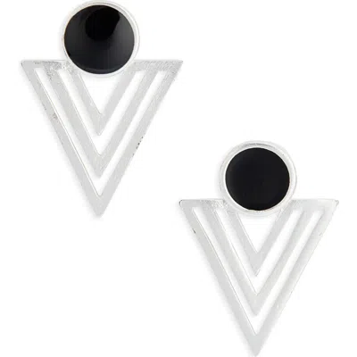Karine Sultan Enamel Triangular Drop Earrings In Silver