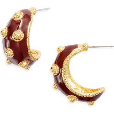 Karine Sultan Espresso Hoop Earrings In Burgundy