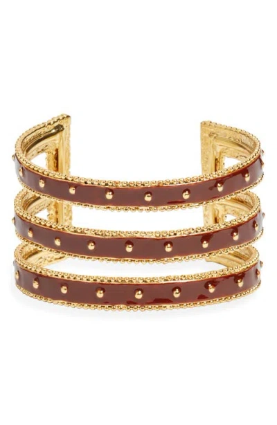 Karine Sultan Espresso Split Cuff Bracelet In Brown