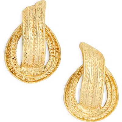 Karine Sultan Etched Knot Stud Earrings In Gold