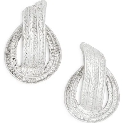 Karine Sultan Etched Knot Stud Earrings In Silver
