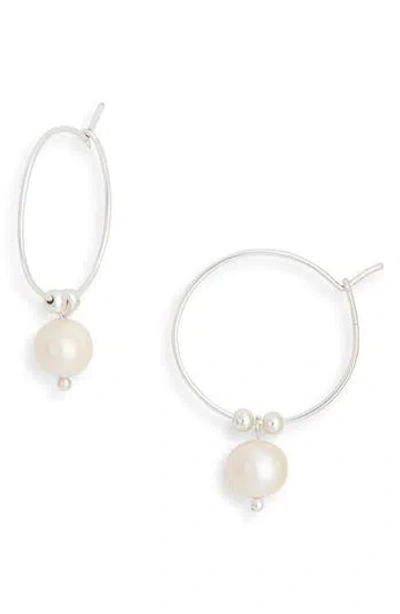 Karine Sultan Faux Pearl Beaded Hoop Earrings In Metallic