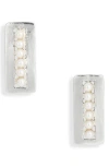 Karine Sultan Faux Pearl Rectangular Drop Earrings In Silver