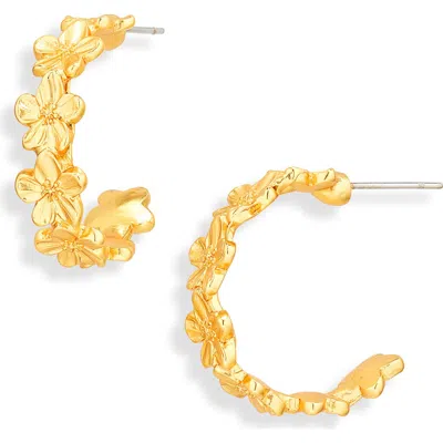 Karine Sultan Floral Hoop Earrings In Gold
