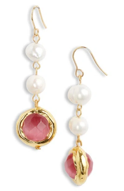 Karine Sultan Freshwater Pearl Drop Earrings In Gold