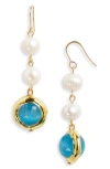 Karine Sultan Freshwater Pearl Drop Earrings In Gold