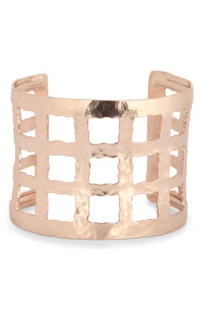 Karine Sultan Hammered Cage Cuff Bracelet In Gold
