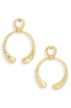 Karine Sultan Hammered Circle Teardrop Earrings In Gold
