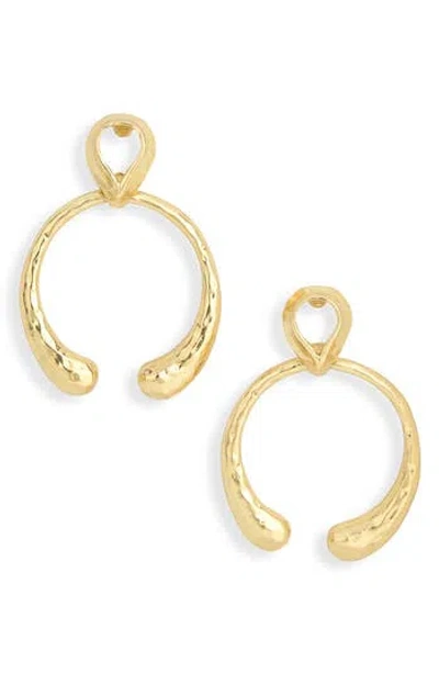 Karine Sultan Hammered Circle Teardrop Earrings In Gold