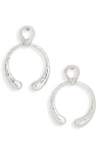 Karine Sultan Hammered Circle Teardrop Earrings In Metallic