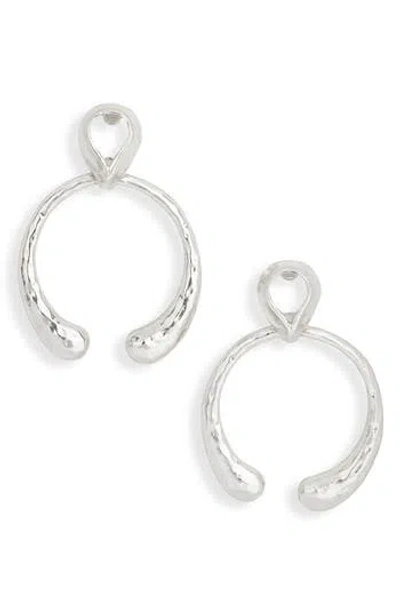 Karine Sultan Hammered Circle Teardrop Earrings In Silver