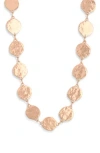 Karine Sultan Hammered Disc Long Necklace In Gold