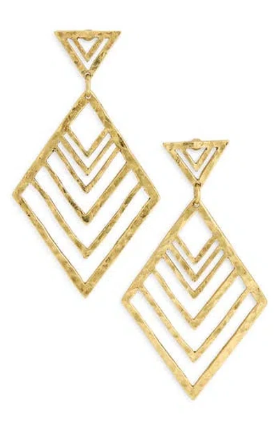 Karine Sultan Hammered Geometric Drop Earrings In Gold