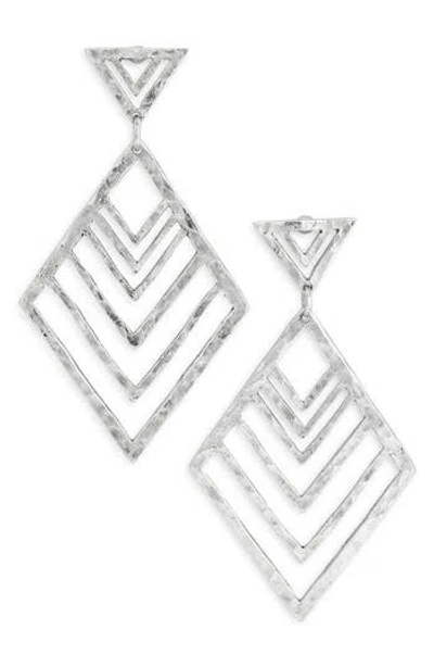 Karine Sultan Hammered Geometric Drop Earrings In Metallic