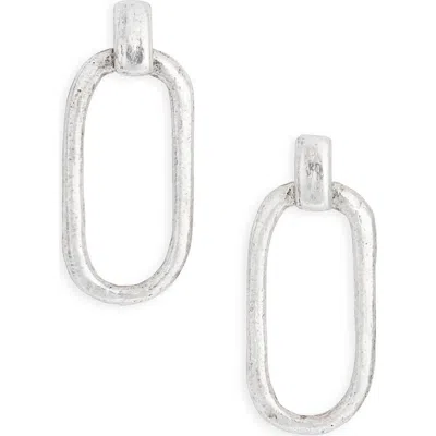 Karine Sultan Hammered Link Drop Earrings In Silver