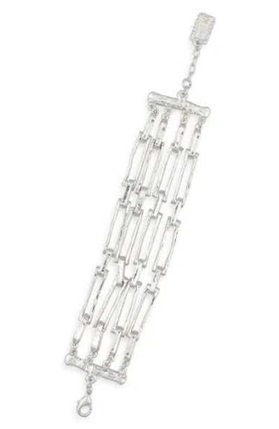 Karine Sultan Hammered Oval Link Bracelet In Silver