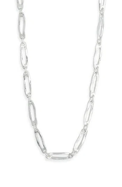 Karine Sultan Hammered Oval Link Necklace In Silver
