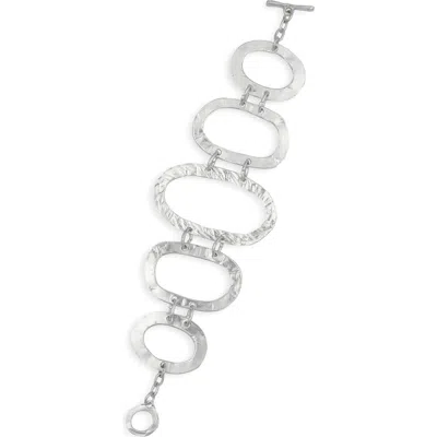 Karine Sultan Hammered Oval Link Toggle Bracelet In Metallic