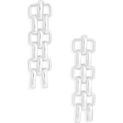 Karine Sultan Hammered Square Drop Earrings In Silver