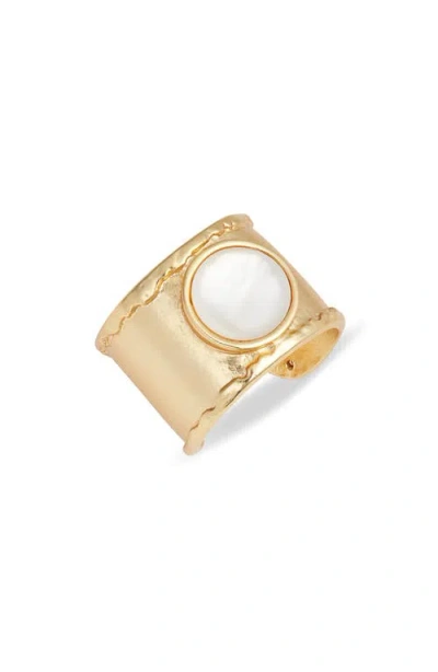 Karine Sultan Hand Edge Cabochon Ring In Gold