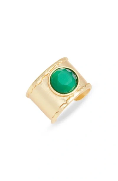 Karine Sultan Hand-edge Glass Open Ring In Multi