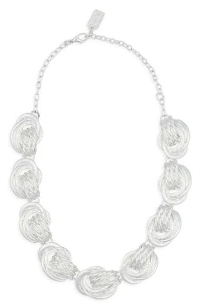 Karine Sultan Knot Link Collar Necklace In Metallic