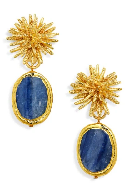 Karine Sultan Kyanite Starburst Clip-on Drop Earrings In Gold