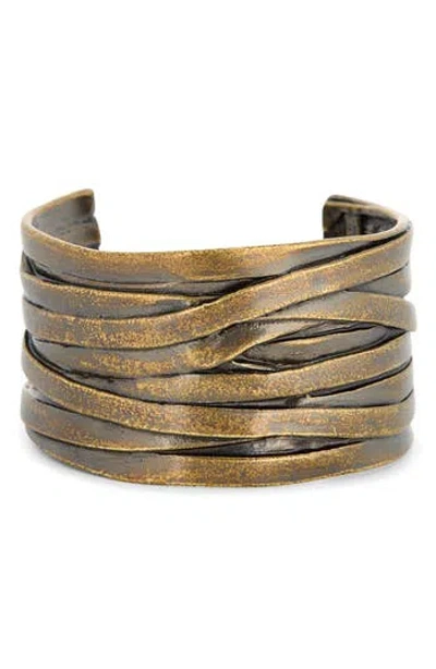 Karine Sultan Layered Ribbon Cuff Bracelet In Gold
