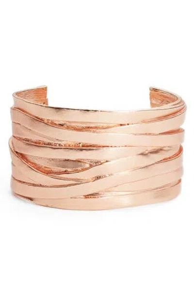 Karine Sultan Layered Ribbon Cuff Bracelet In Gold
