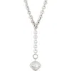 Karine Sultan Long Pendant Y-drop Necklace In Silver