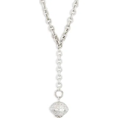 Karine Sultan Long Pendant Y-drop Necklace In Silver