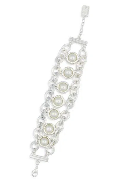 Karine Sultan Milky Faux Pearl Bracelet In Metallic