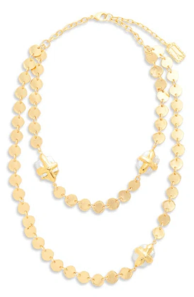 Karine Sultan Mini Coin & Pearl Layered Necklace In Gold