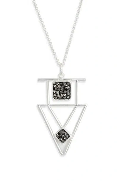 Karine Sultan Minimalist Crystal Pendant Necklace In Metallic