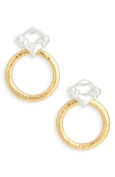 Karine Sultan Mixed Metal Ring Drop Earrings