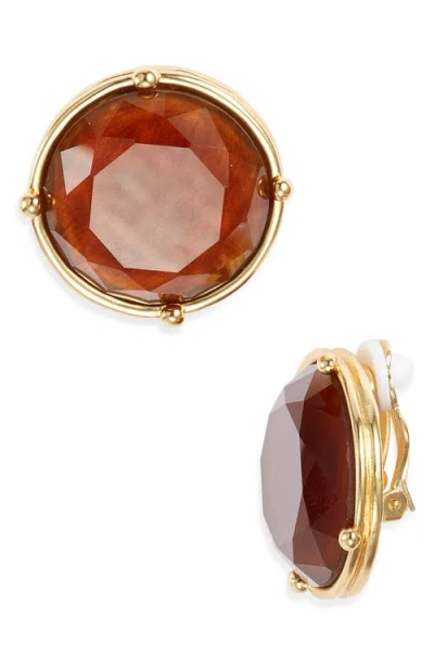 Karine Sultan Mocha Stone Clip-on Earrings In Neutral