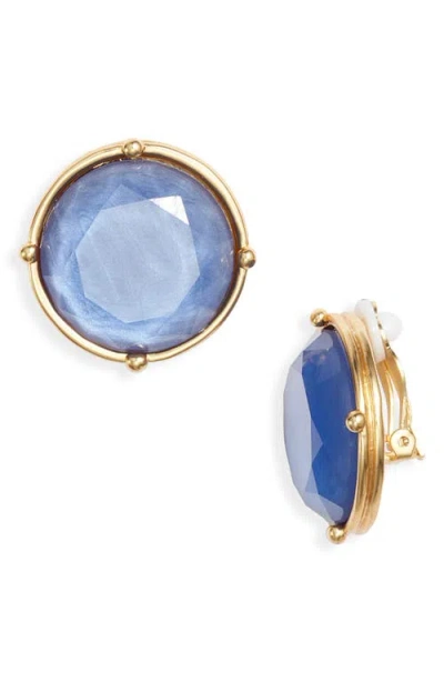 Karine Sultan Mocha Stone Clip-on Earrings In Gold