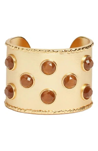 Karine Sultan Mocha Stones Cuff Bracelet In Gold
