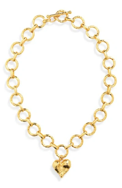 Karine Sultan Molten Chain Heart Necklace In Gold