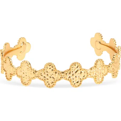 Karine Sultan Molten Clover Cuff Bracelet In Brown