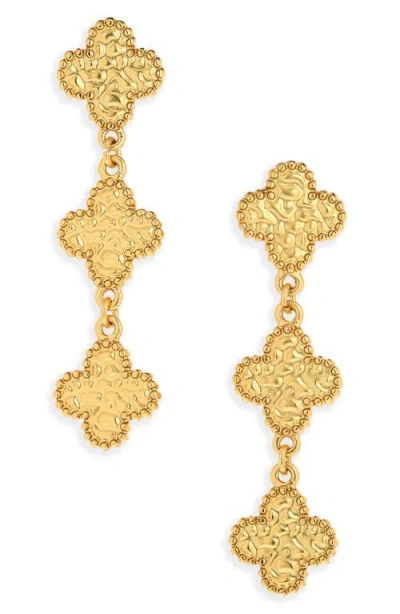 Karine Sultan Molten Clover Drop Earrings In Burgundy