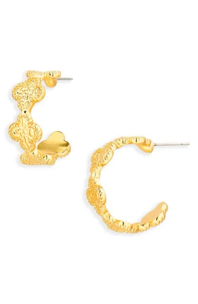 Karine Sultan Molten Clover Hoop Earrings In Gold