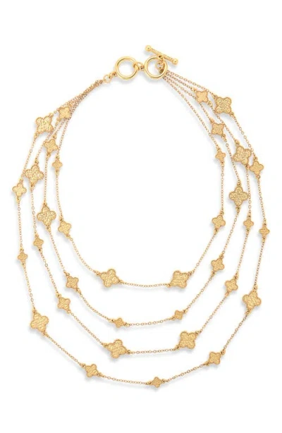 Karine Sultan Molten Clover Necklace In Gold