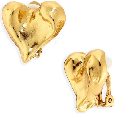Karine Sultan Molten Heart Clip-on Earrings In Gold